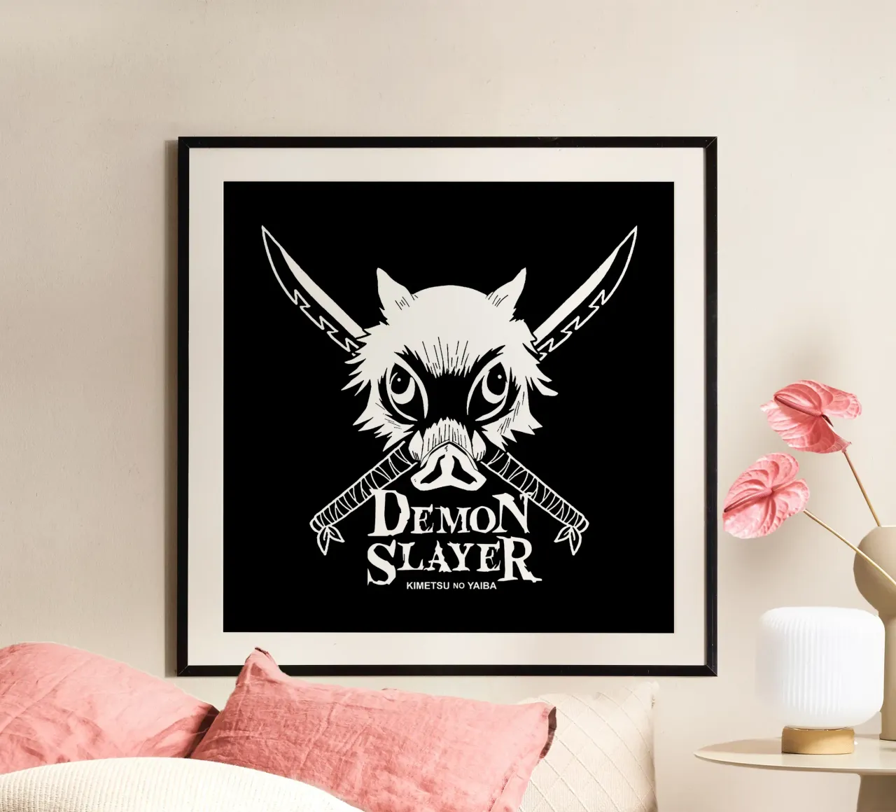 Logomasker Demendoder poster met kunststof frame van https://www.juniqe.com/uk/shop/Henndraws