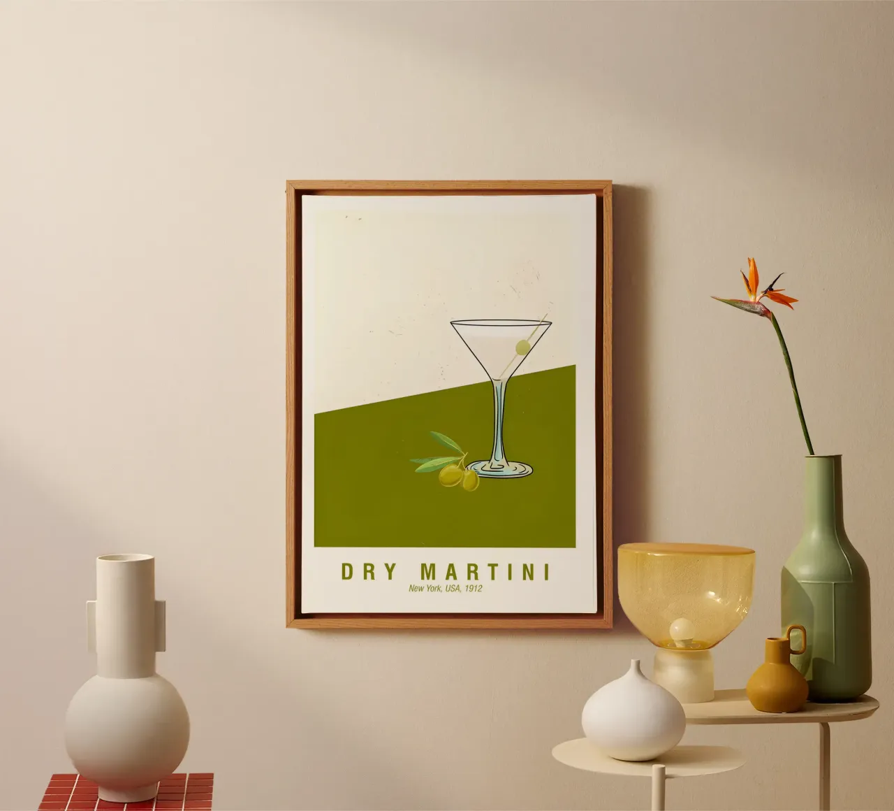 Martini Dry New York USA 1912 tela con Cornice a cassetta da janetlynn