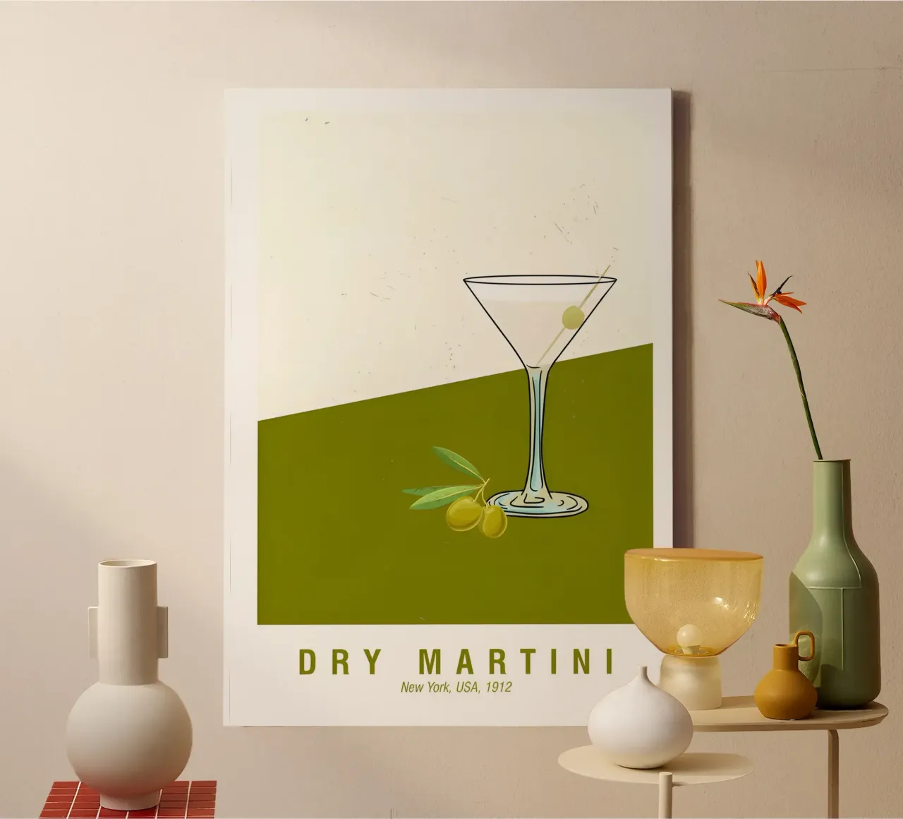 Martini Dry New York USA 1912 tela con Cornice a cassetta da janetlynn
