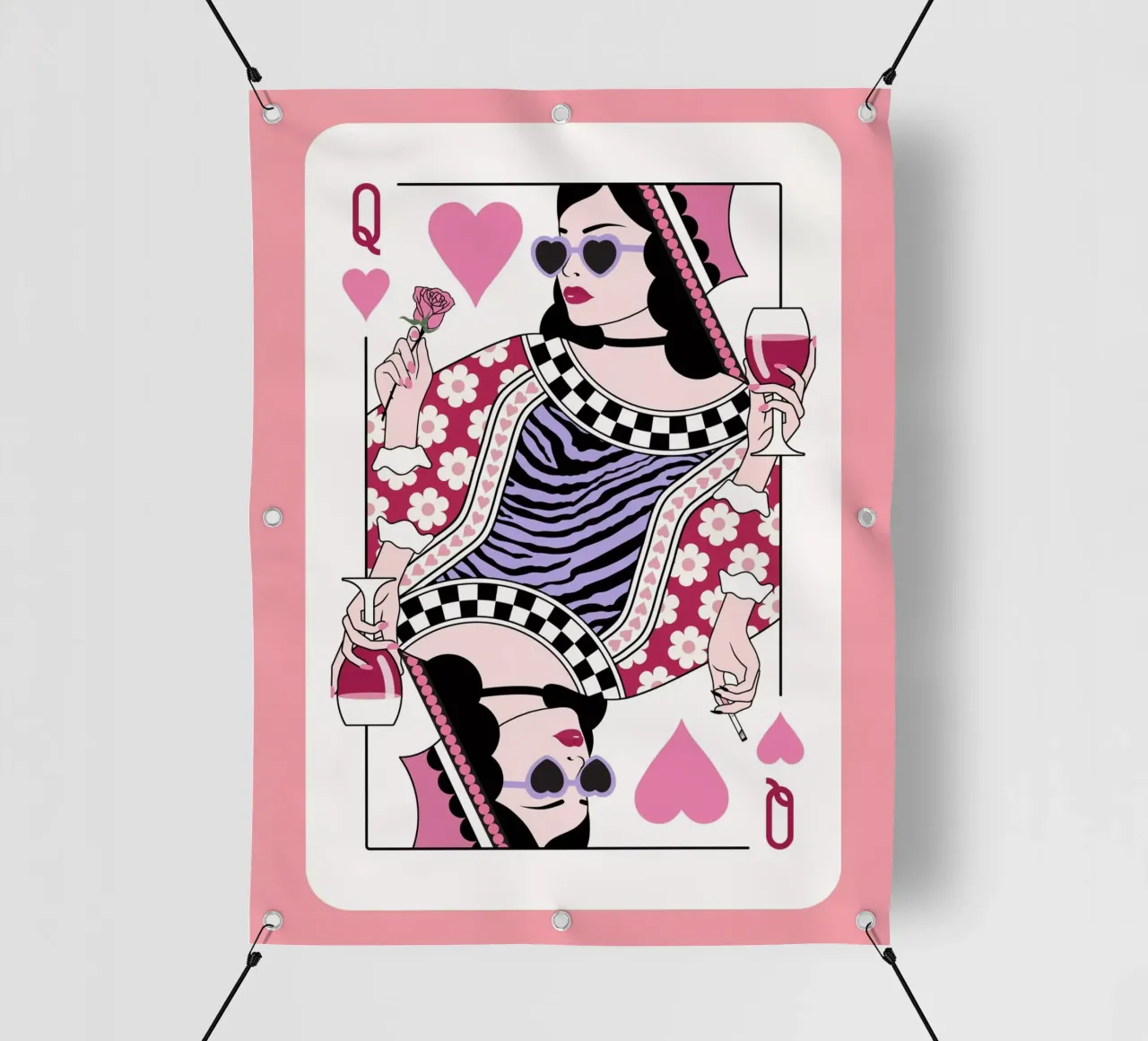 Regina di cuori - Rosa e viola telo in pvc da Asha Designs