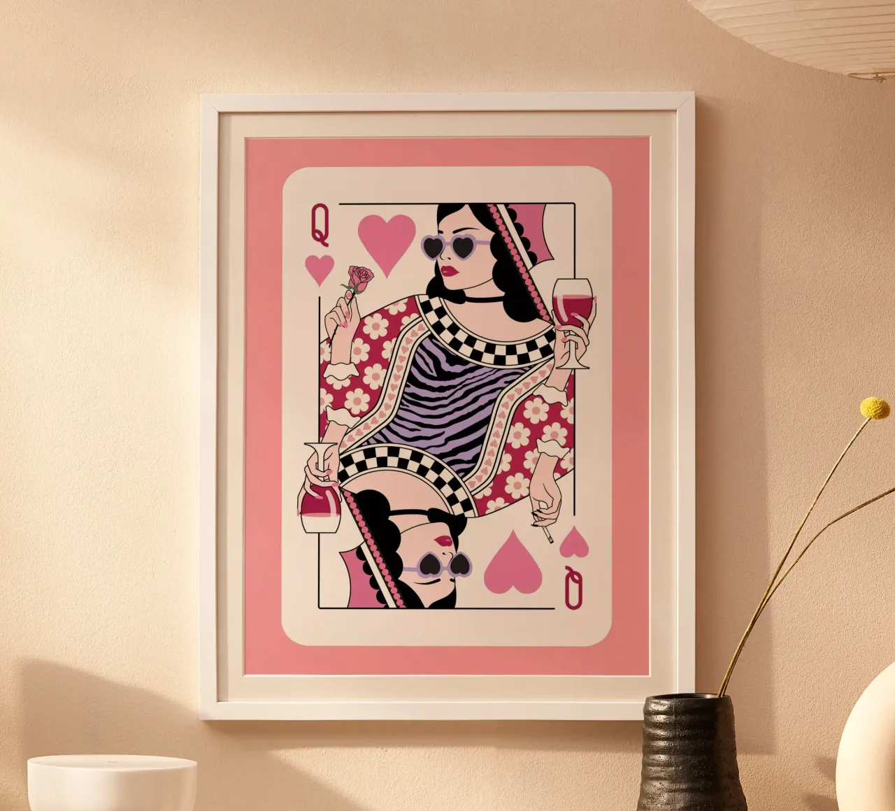 Regina di cuori - Rosa e viola poster con telaio in alluminio da Asha Designs