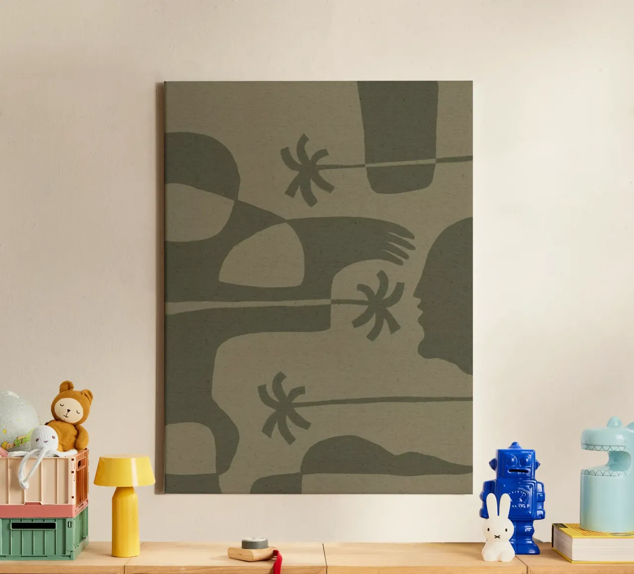 The Land Story 7 canvas met Baklijst van Shatha Al Dafai