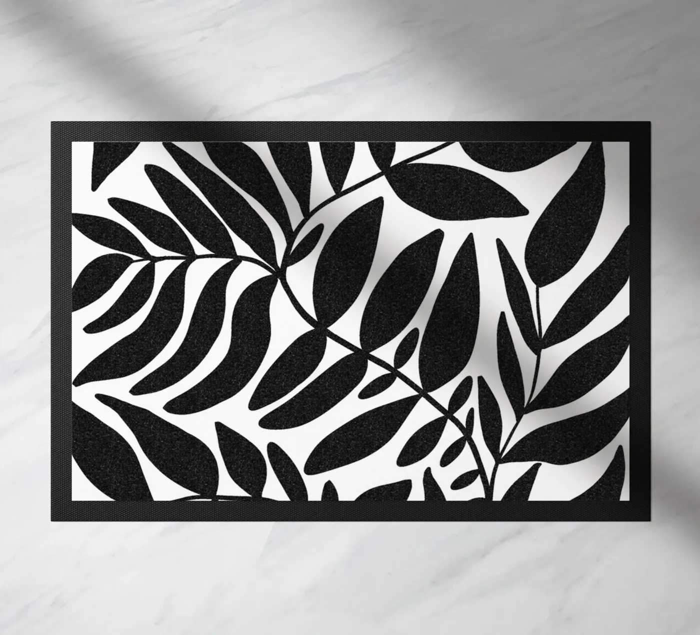 Leafy black deurmat van TijanaArtStudio88