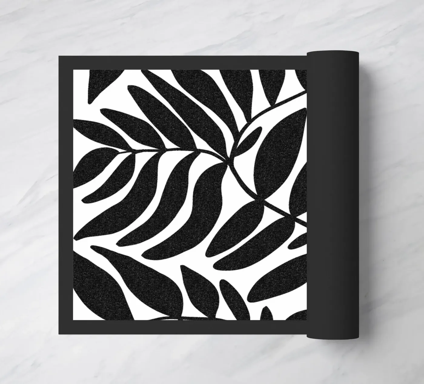 Leafy black deurmat van TijanaArtStudio88