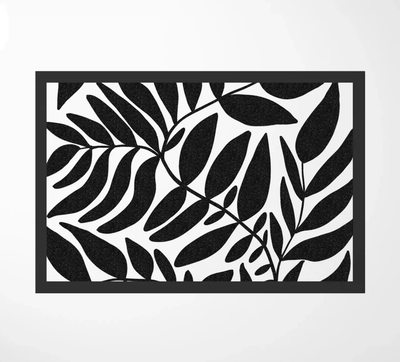Leafy black doormat by TijanaArtStudio88