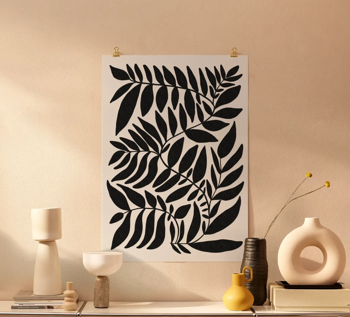 Leafy black poster van TijanaArtStudio88