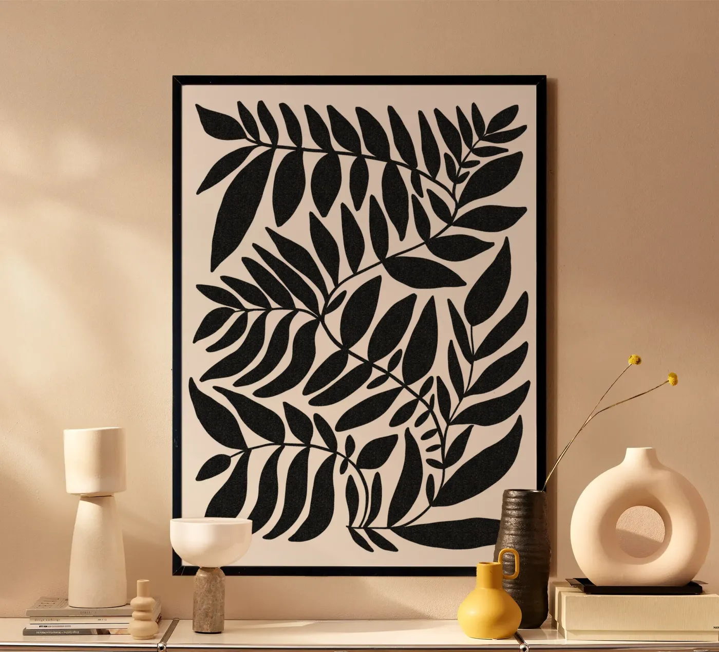Leafy black poster van TijanaArtStudio88