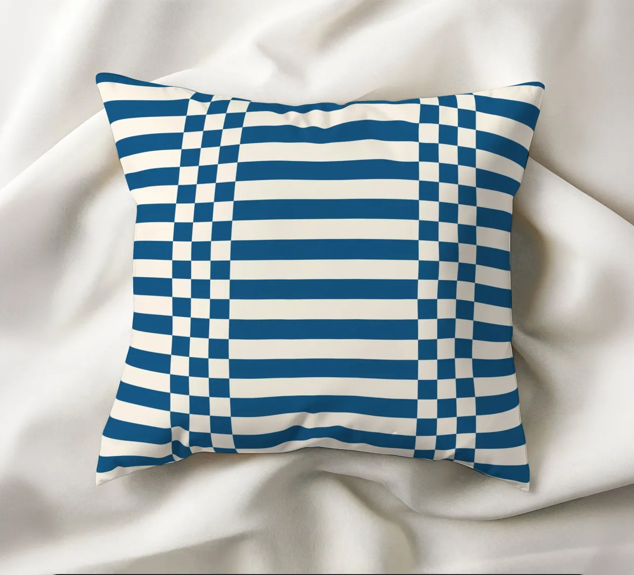 Blue checks and lines cuscino da TijanaArtStudio88