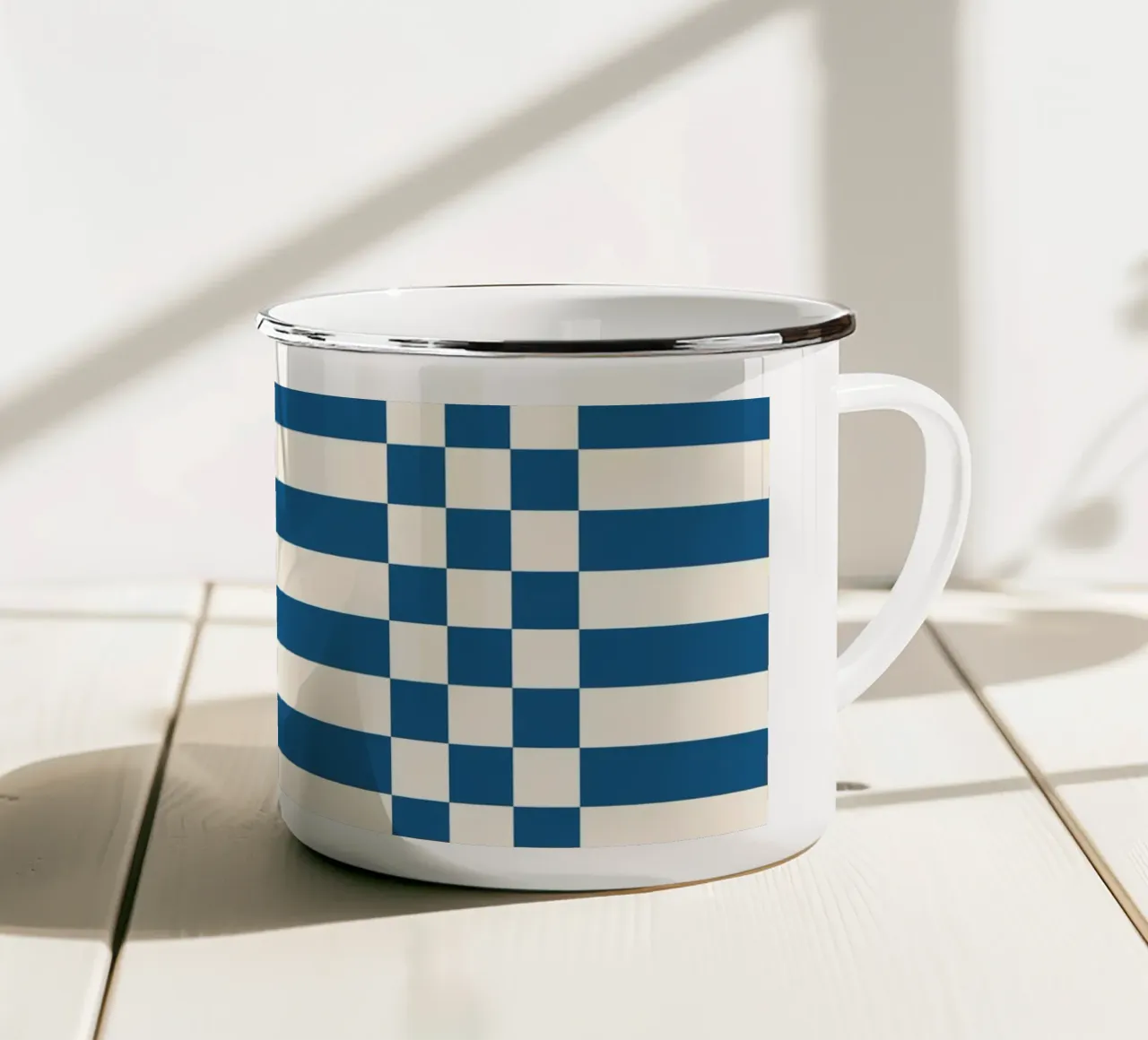 Blue checks and lines tazza in smalto da TijanaArtStudio88