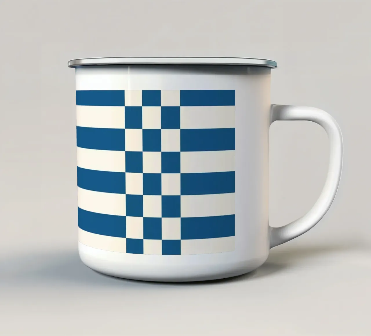 Blue checks and lines tazza in smalto da TijanaArtStudio88