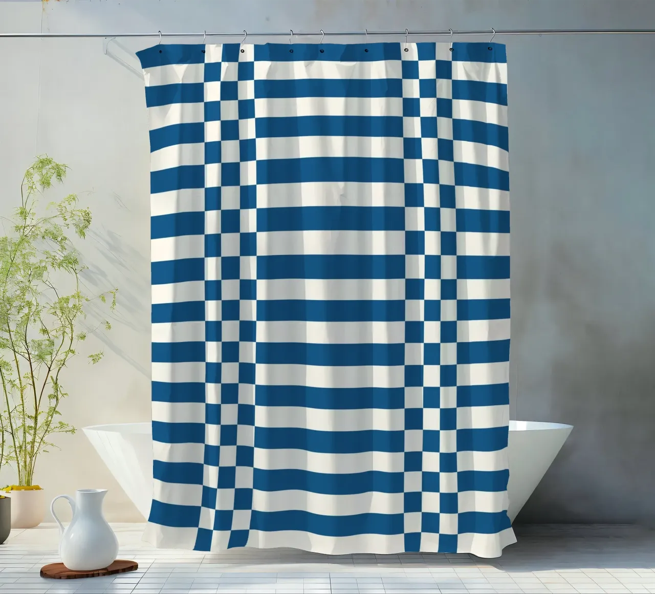 Blue checks and lines tenda da doccia da TijanaArtStudio88