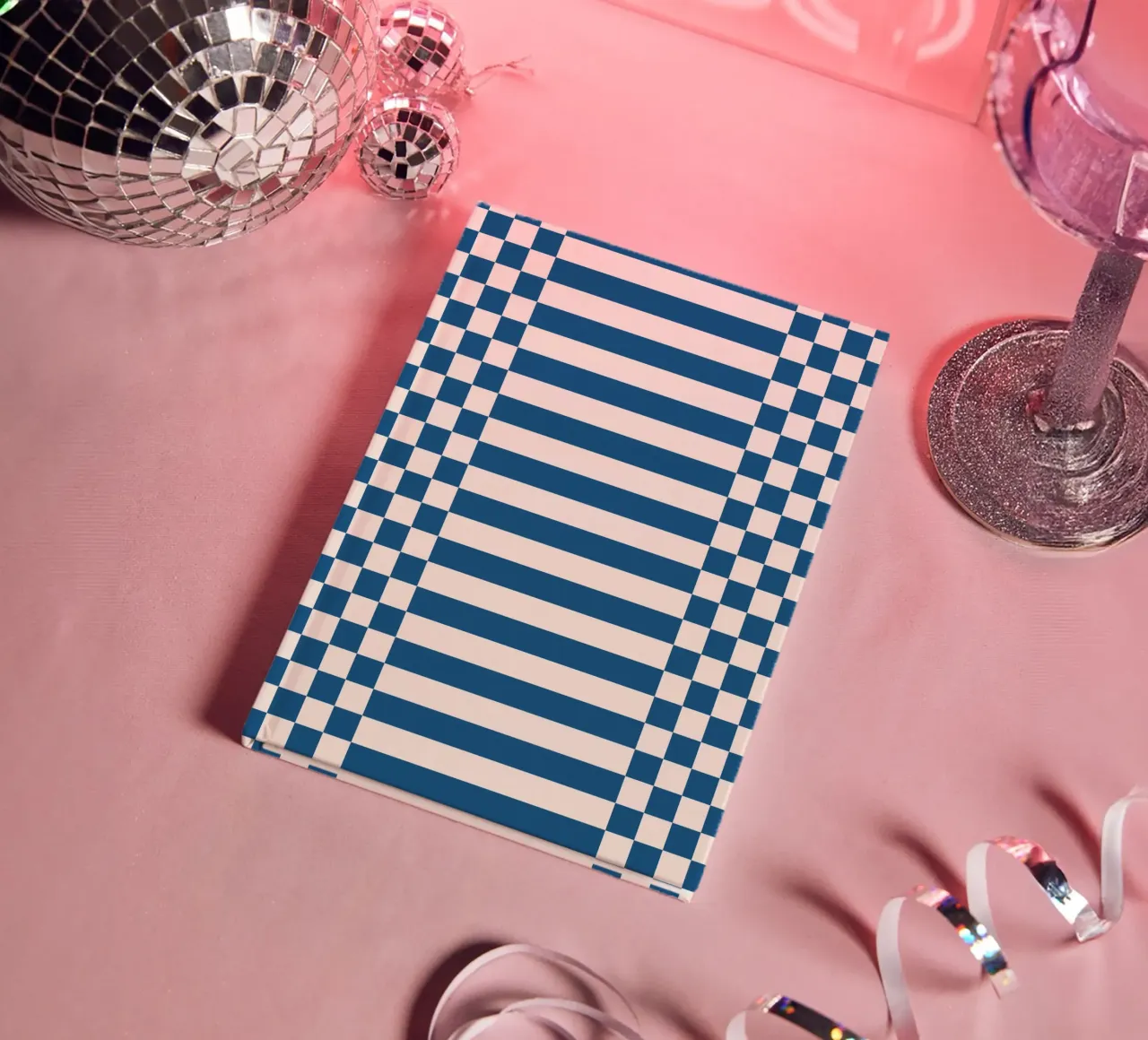 Blue checks and lines notebook by TijanaArtStudio88