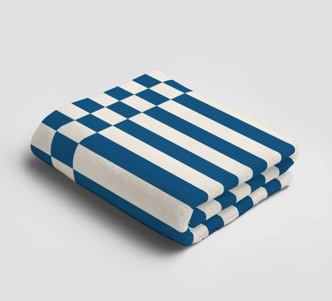 Blue checks and lines towel by TijanaArtStudio88