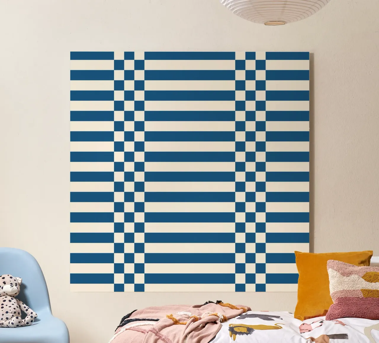 Blue checks and lines plexiglass da TijanaArtStudio88