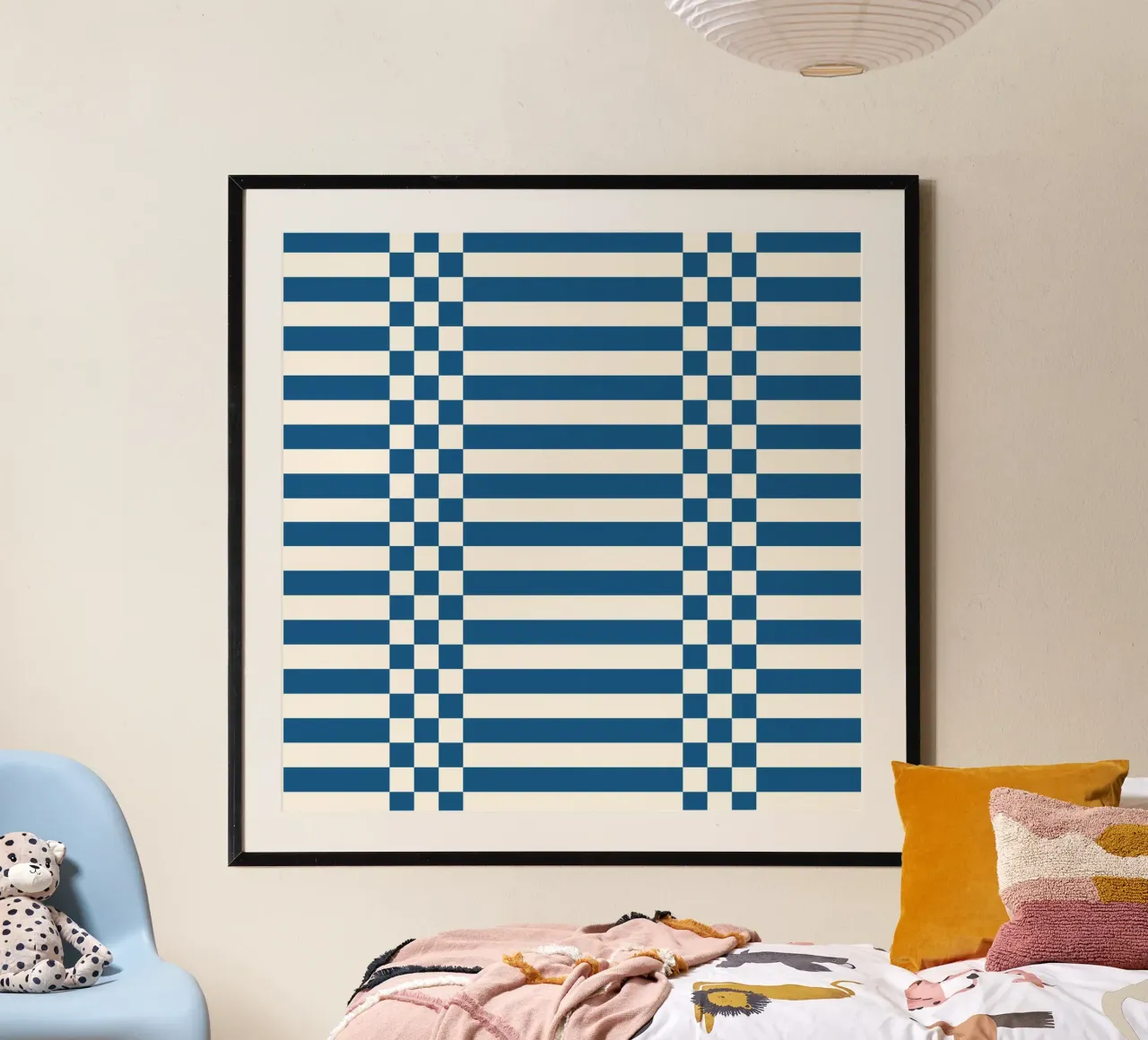 Blue checks and lines carta hahnemühle da TijanaArtStudio88