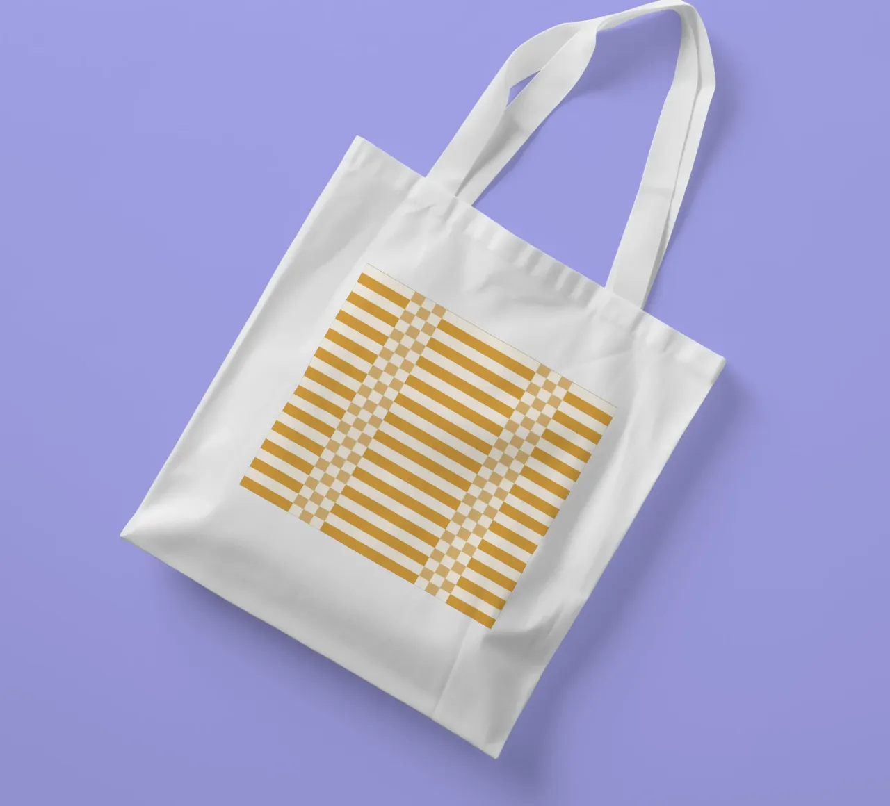 Light yellow checks and lines borsa in juta da TijanaArtStudio88