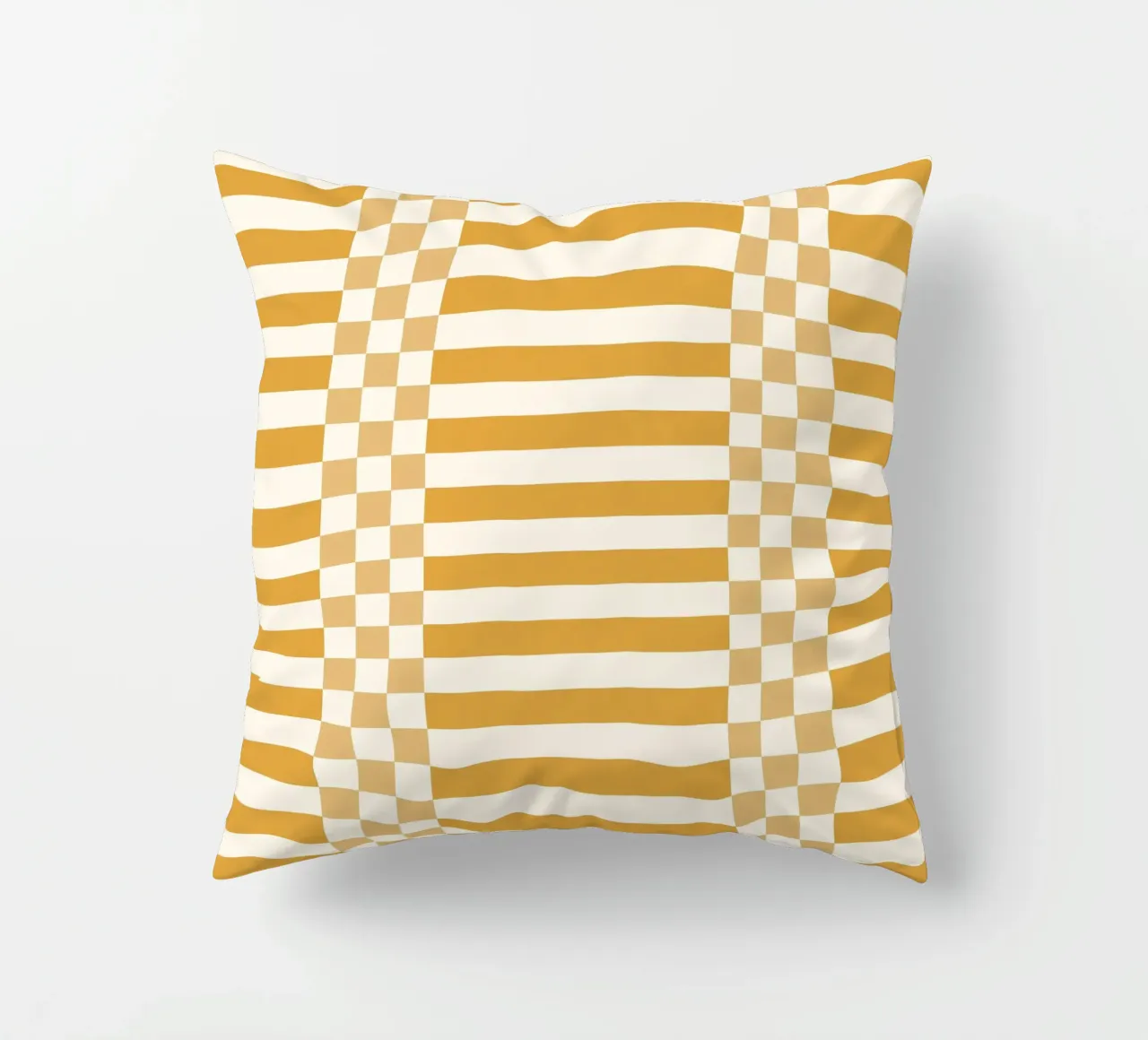 Light yellow checks and lines cuscino da TijanaArtStudio88