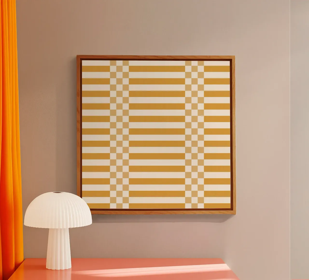 Light yellow checks and lines plexiglass da TijanaArtStudio88