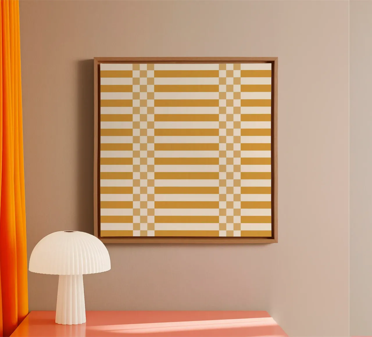 Light yellow checks and lines tela da TijanaArtStudio88