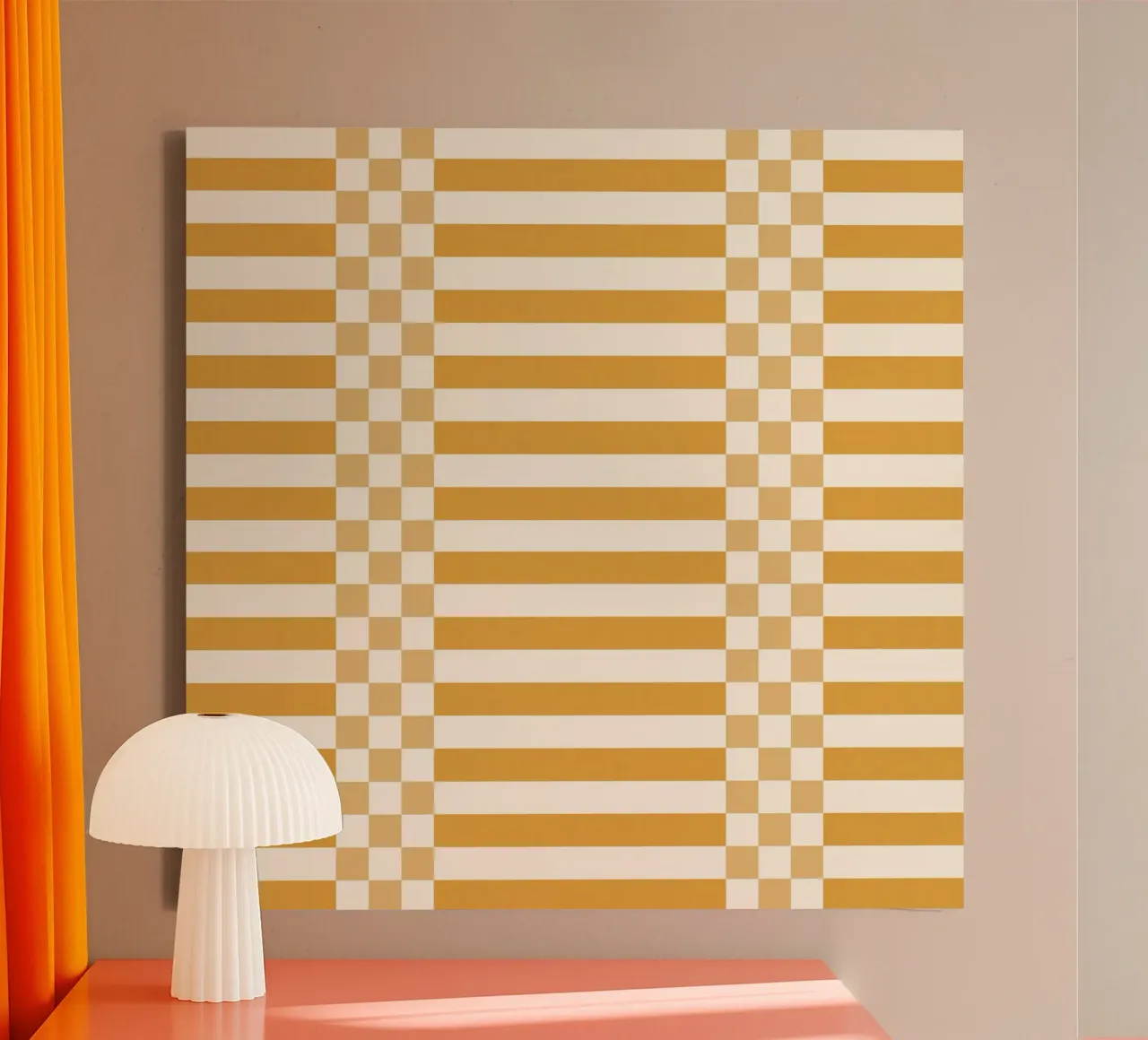 Light yellow checks and lines tela da TijanaArtStudio88