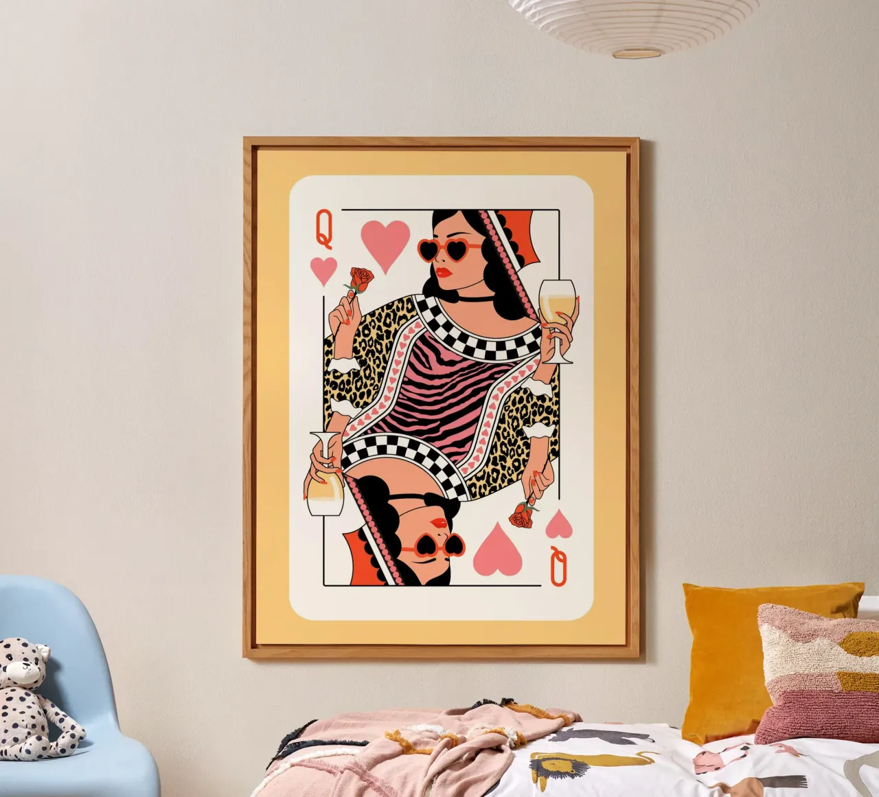 Reine de cœur - Jaune et rose alu dibond de Asha Designs