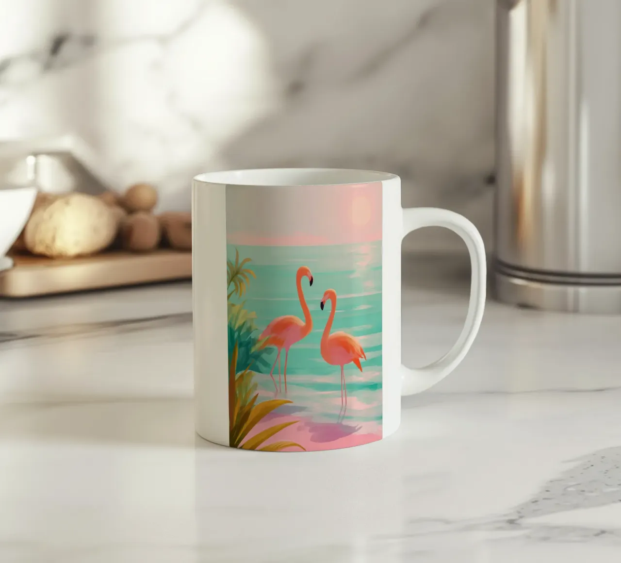 Pink Horizon – Flamingos at Dusk tazza in ceramica da Dune