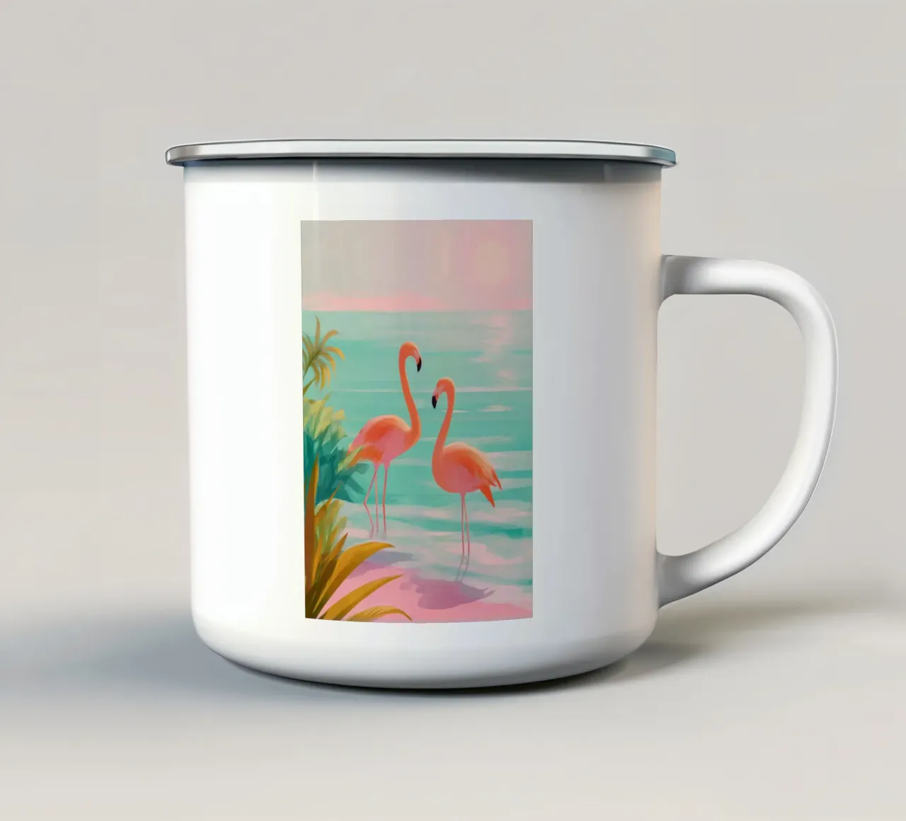 Pink Horizon – Flamingos at Dusk tazza in smalto da Dune