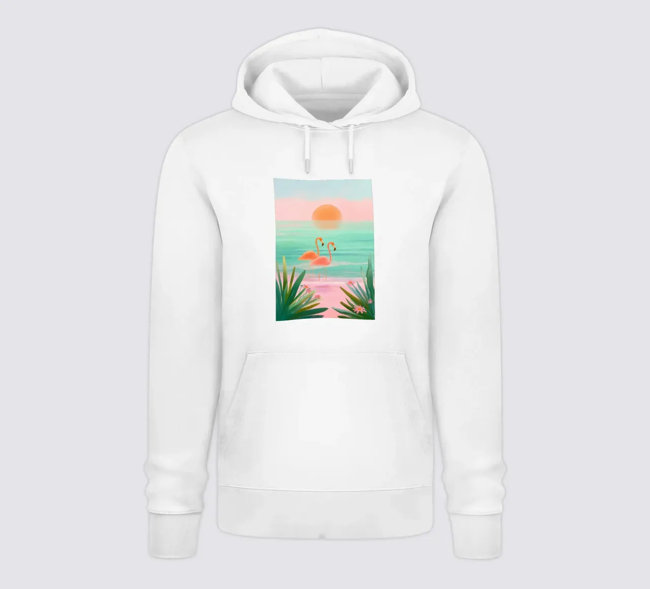 Sunset Bloom – Flamingos in a Blush Lagoon felpa con cappuccio da Dune