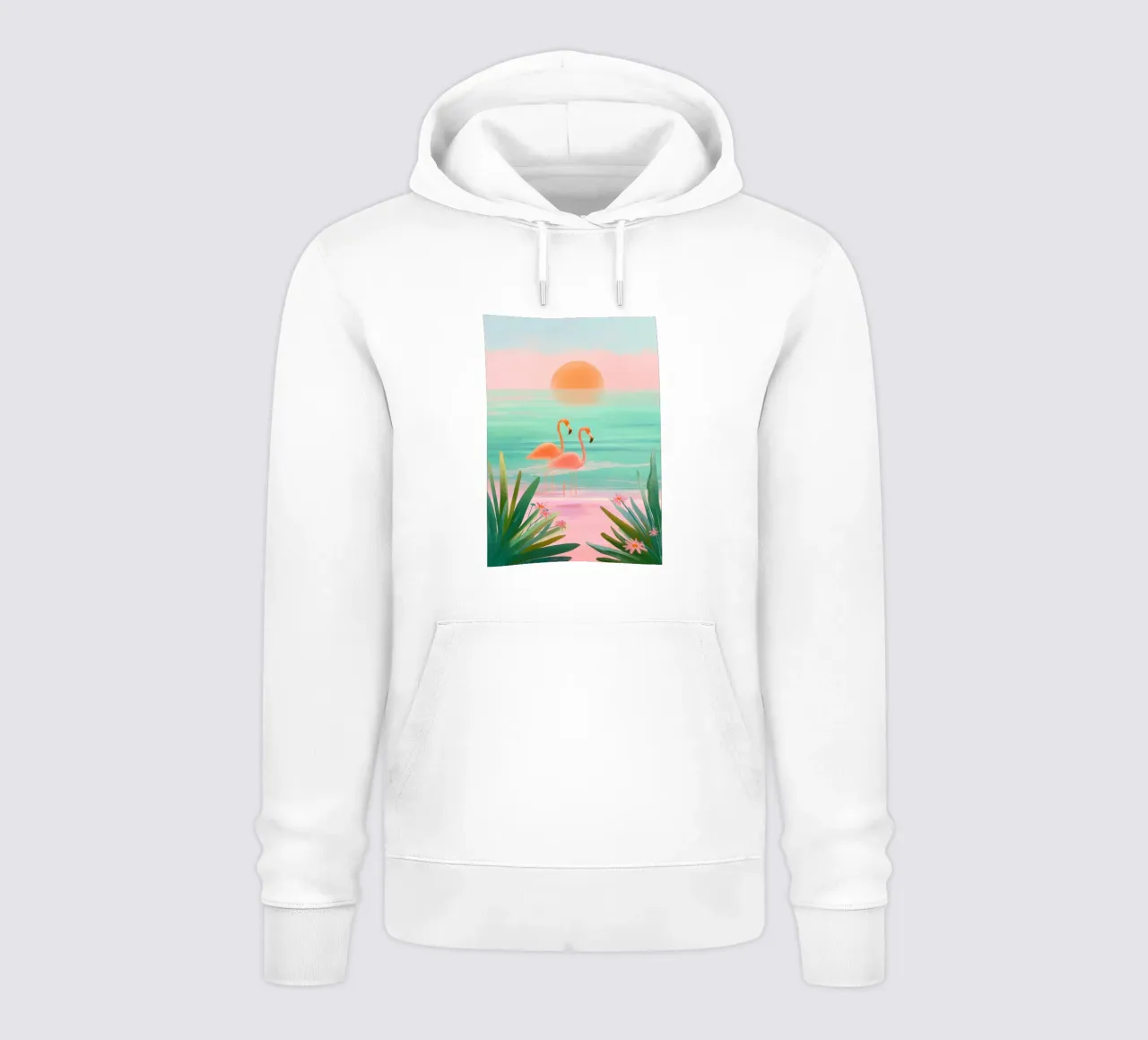 Sunset Bloom – Flamingos in a Blush Lagoon felpa con cappuccio da Dune