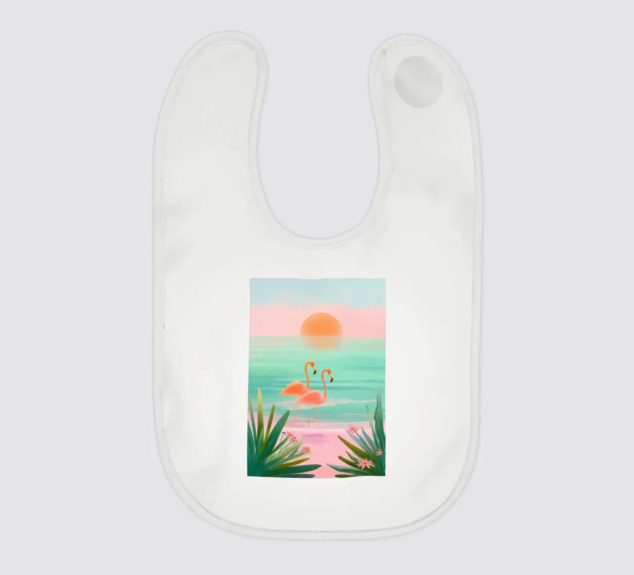 Sunset Bloom – Flamingos in a Blush Lagoon bavaglino da Dune