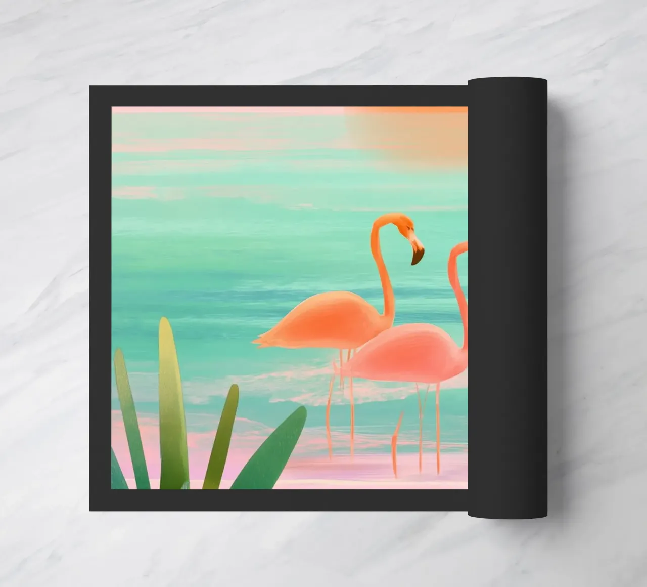 Sunset Bloom – Flamingos in a Blush Lagoon zerbino da Dune