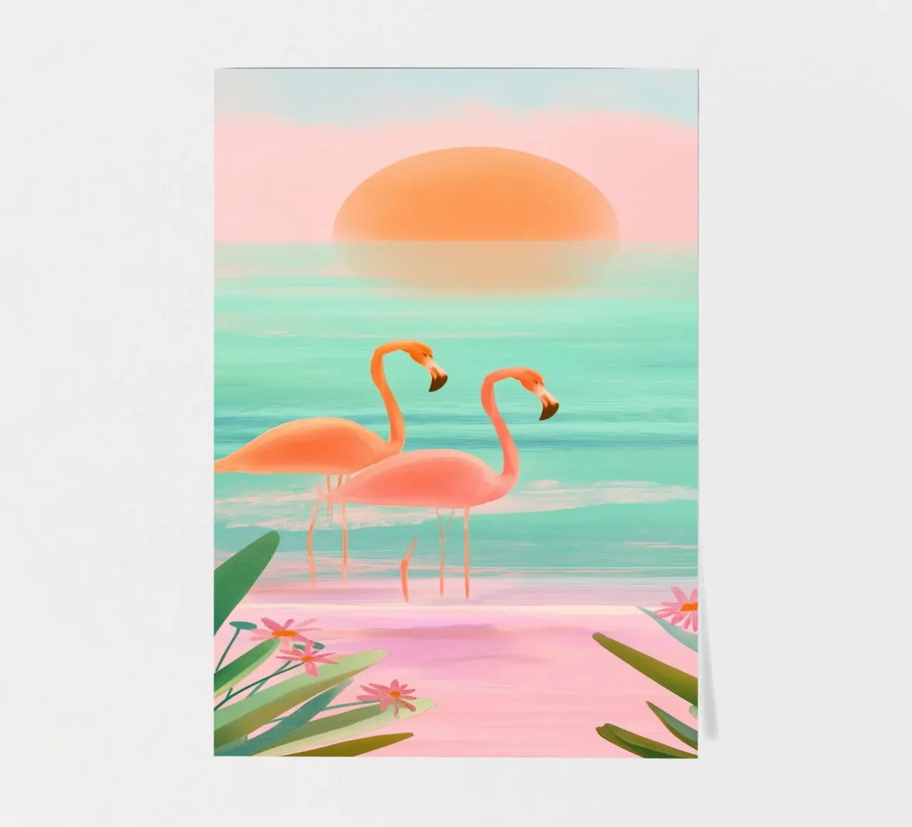 Sunset Bloom – Flamingos in a Blush Lagoon foglio adesivo da Dune