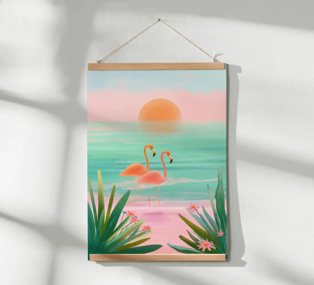 Sunset Bloom – Flamingos in a Blush Lagoon carta hahnemühle da Dune
