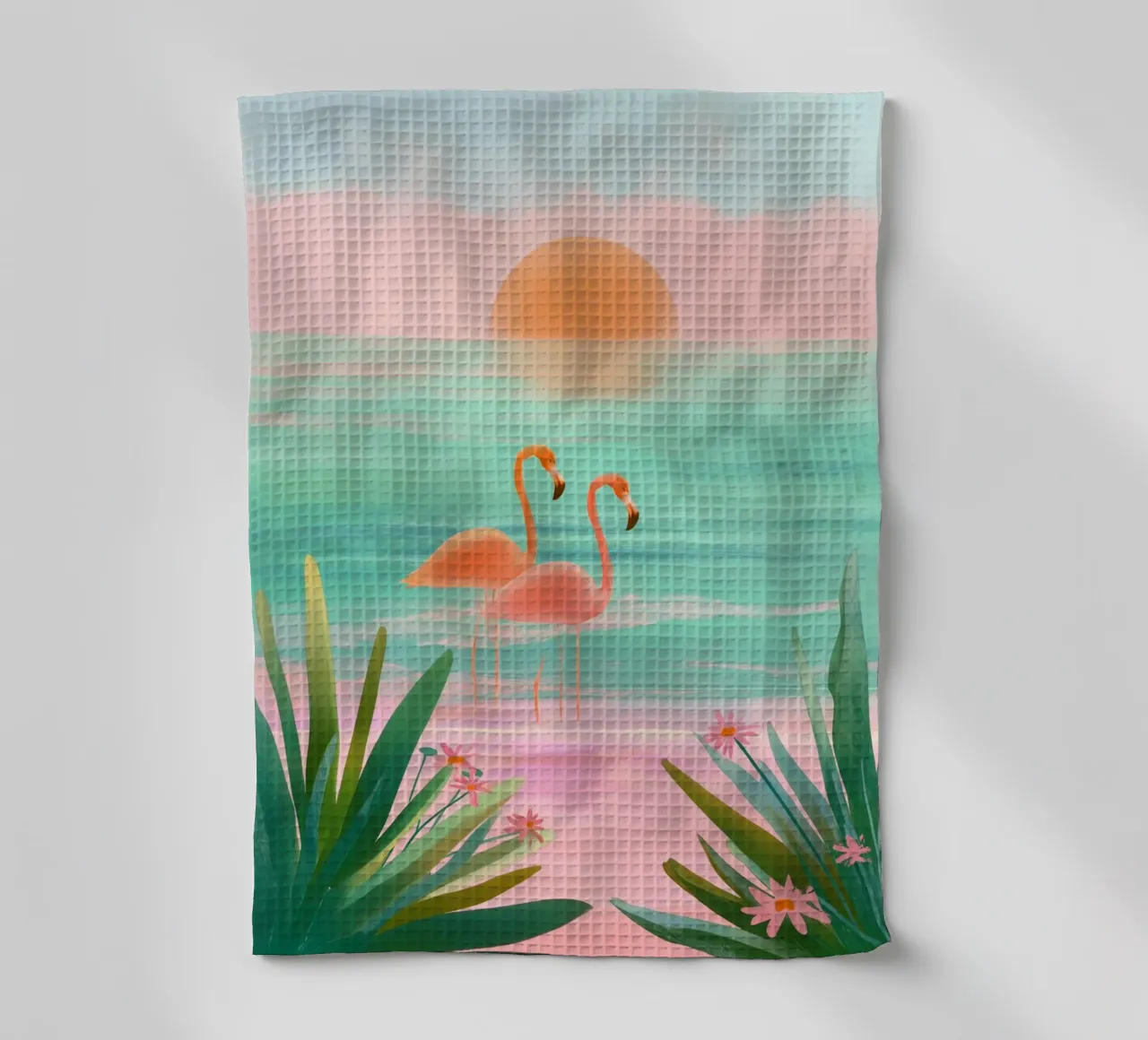 Sunset Bloom – Flamingos in a Blush Lagoon canovaccio da cucina da Dune