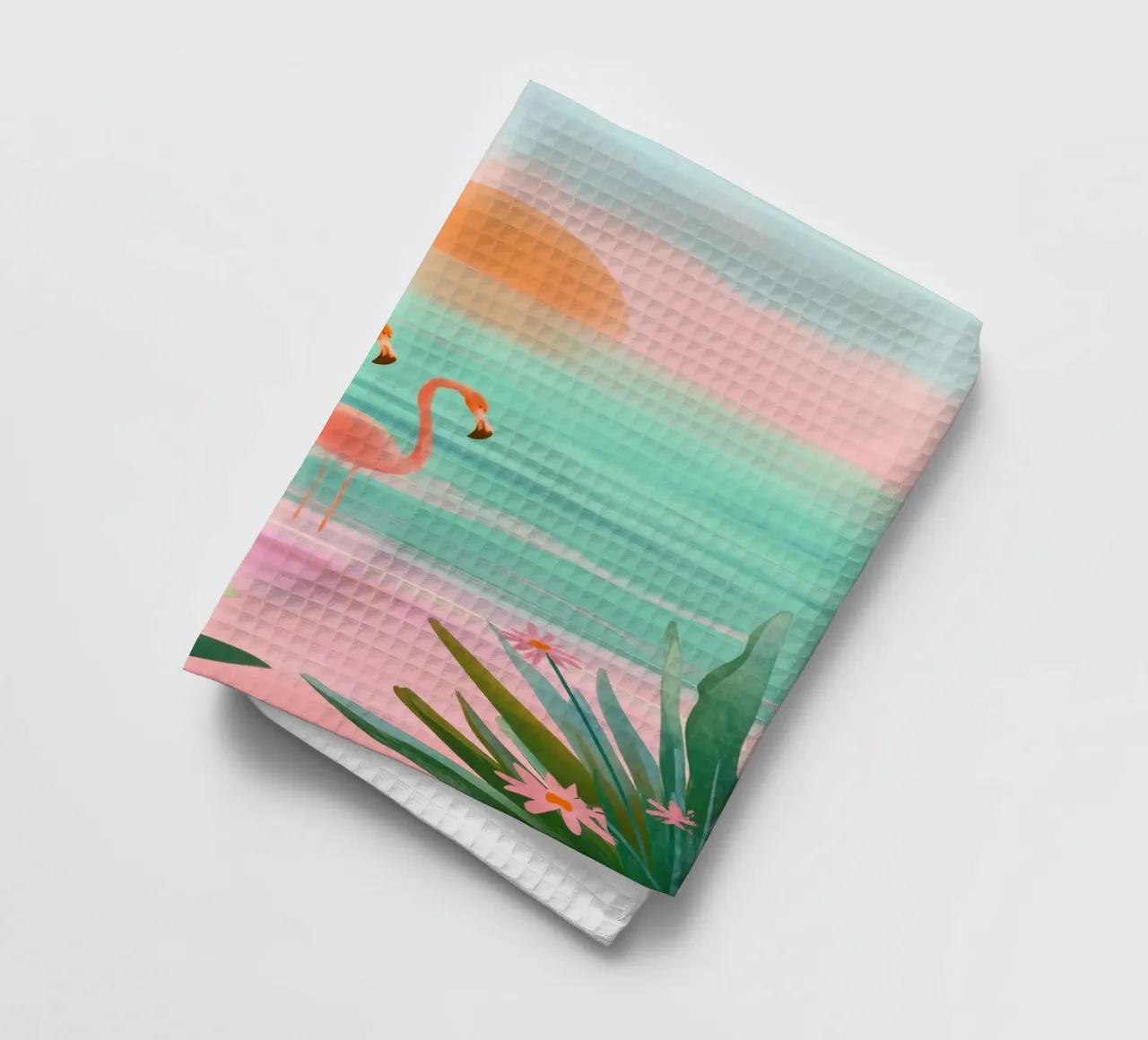 Sunset Bloom – Flamingos in a Blush Lagoon canovaccio da cucina da Dune