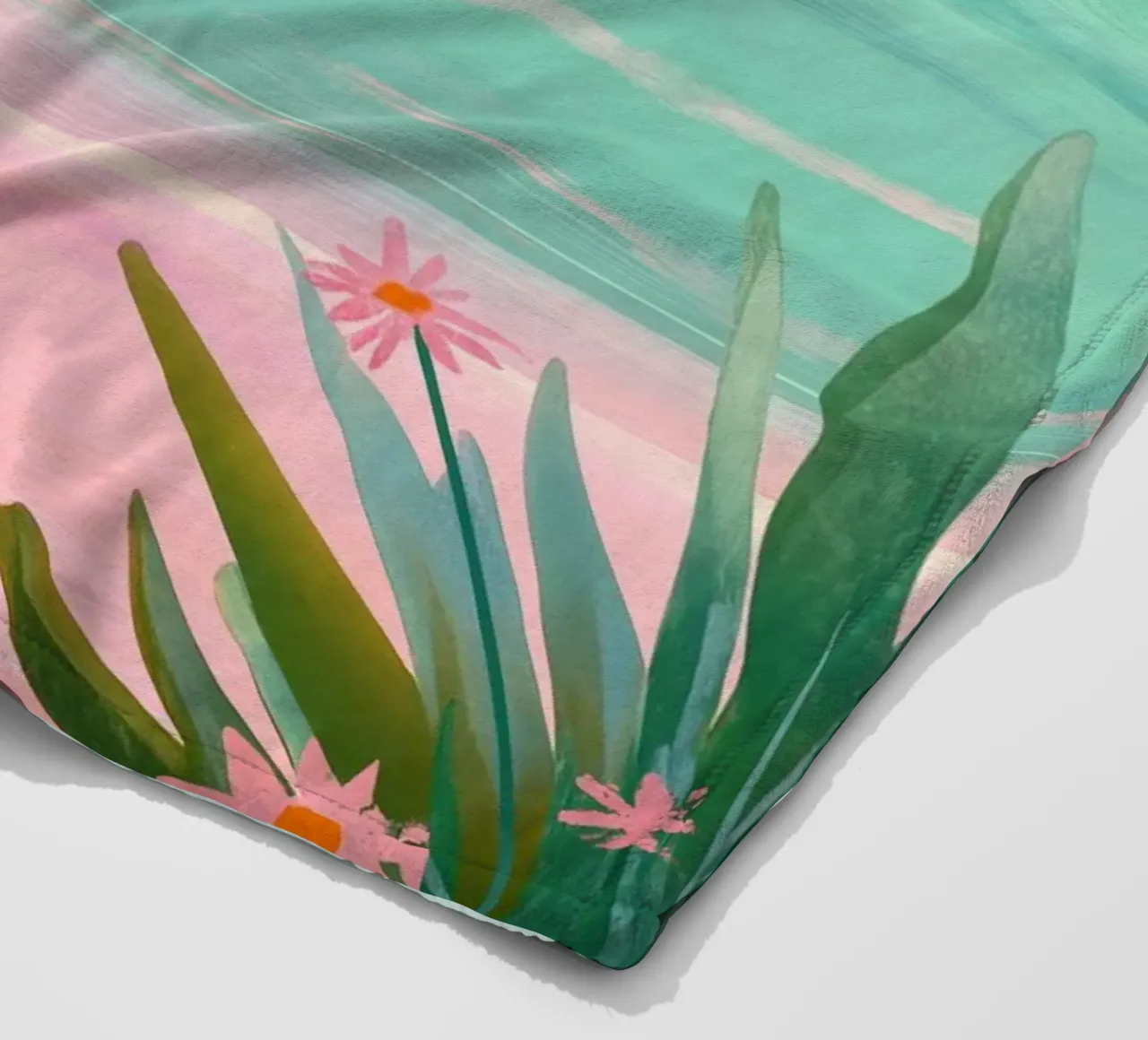 Sunset Bloom – Flamingos in a Blush Lagoon coperta in pile da Dune