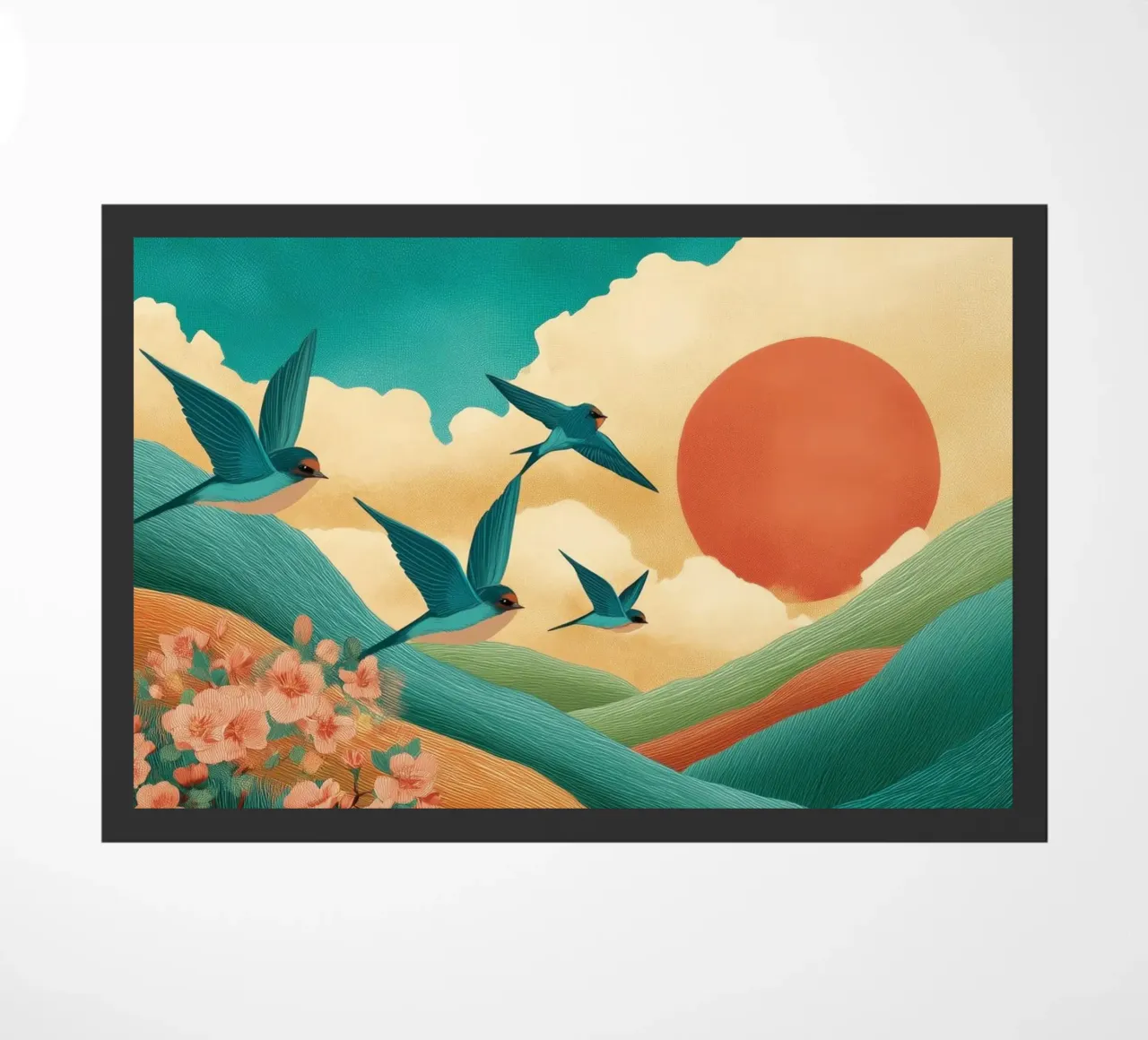 Swallows at Dawn – Flight Over Blossom Hills zerbino da Dune