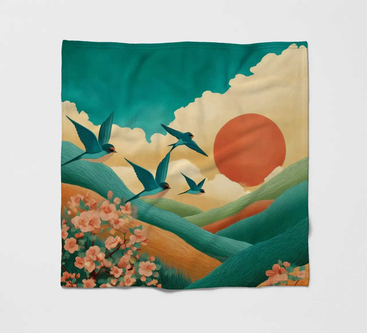 Swallows at Dawn – Flight Over Blossom Hills coperta in pile da Dune