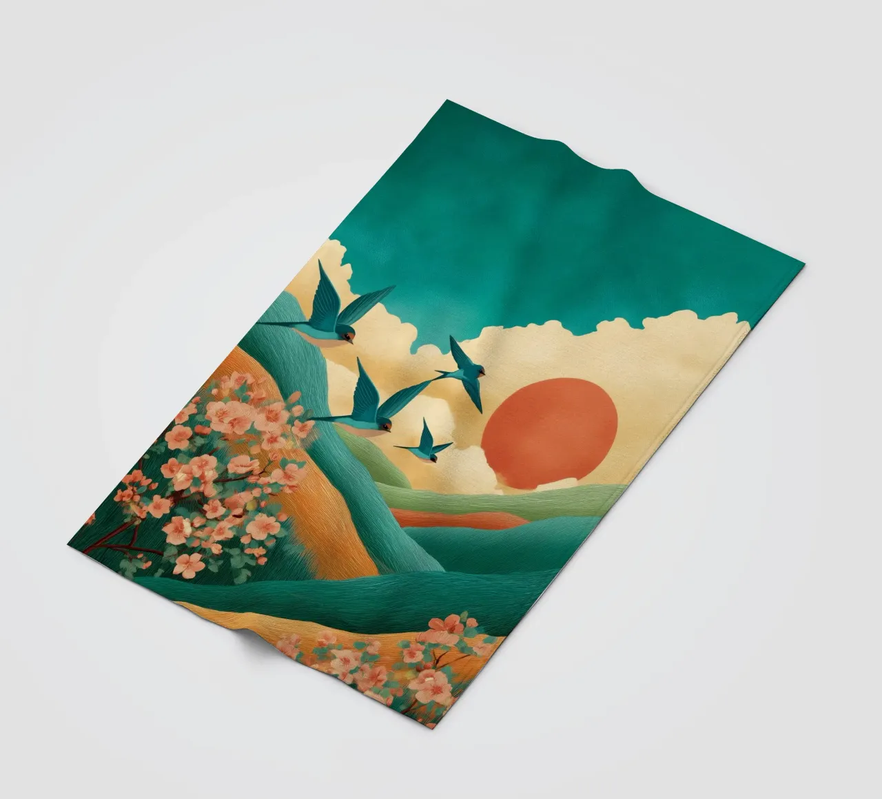 Swallows at Dawn – Flight Over Blossom Hills coperta in pile da Dune