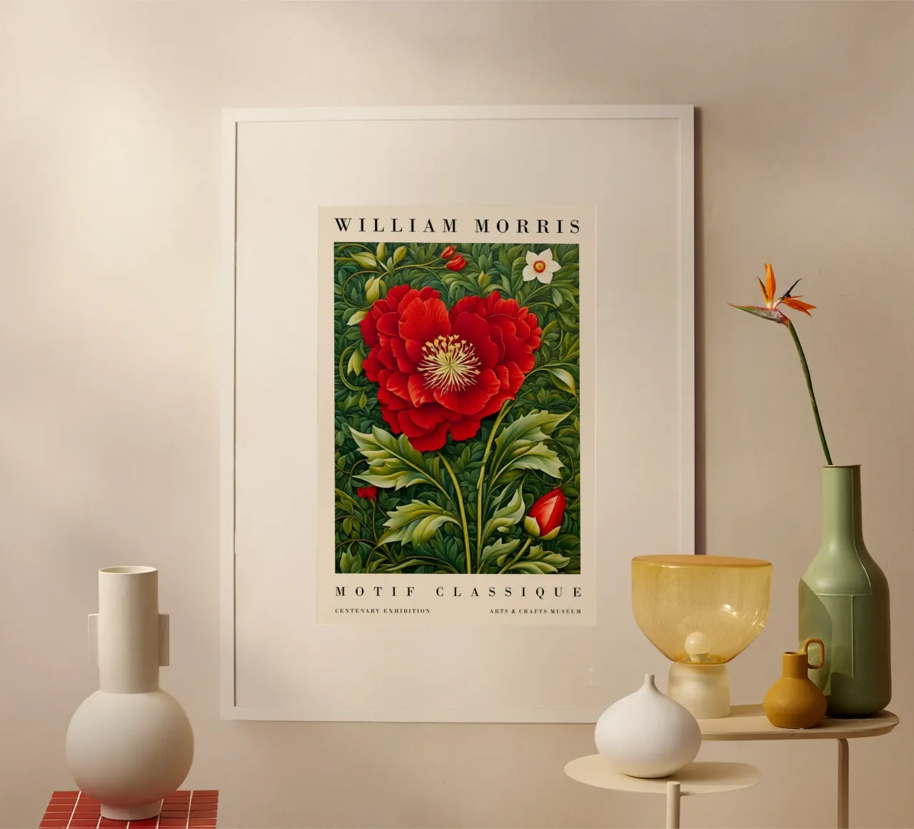 grandi papaveri rossi con foglie verdi poster con telaio in alluminio da Ropech Shop