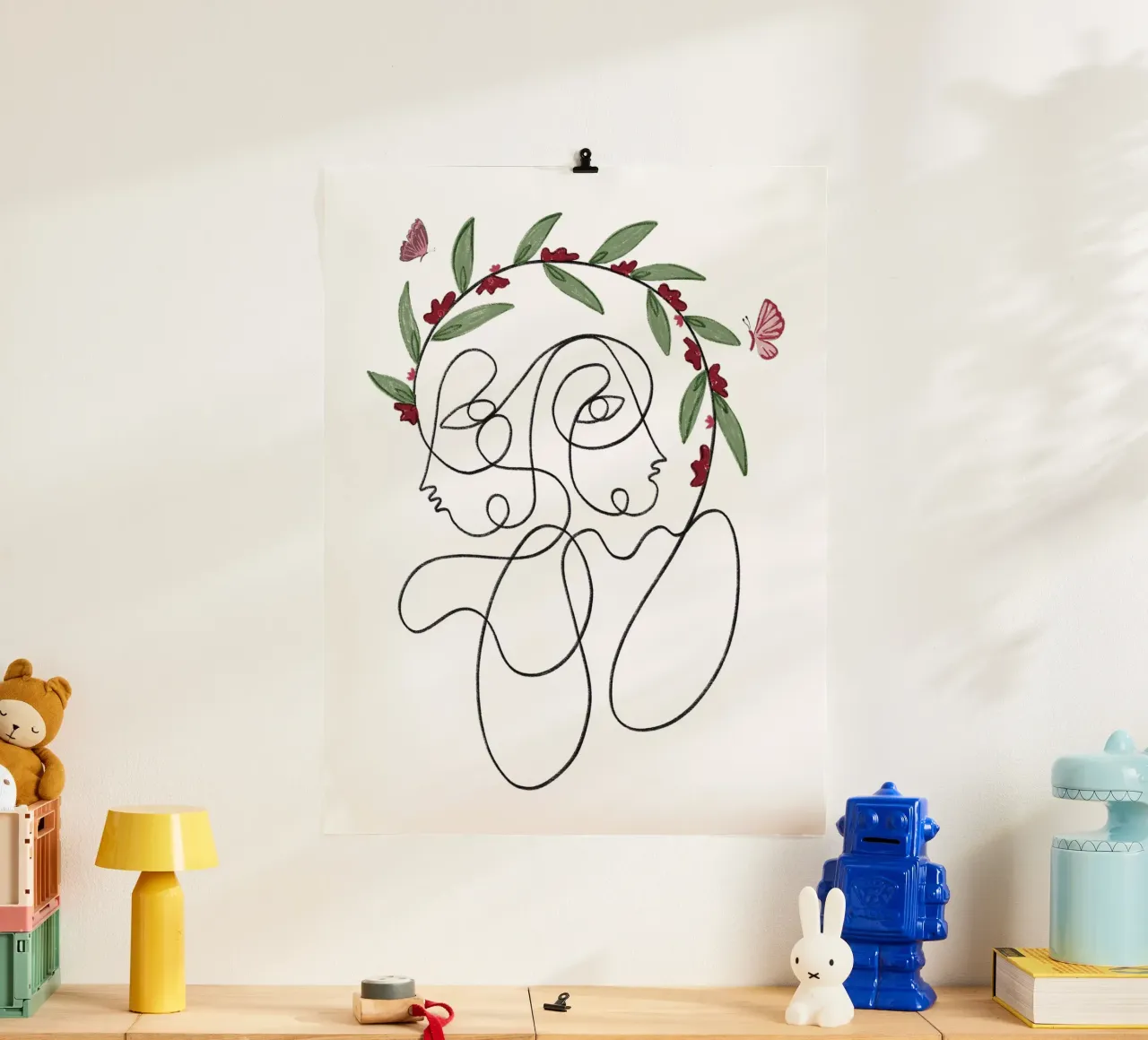 Blossoming Connection poster with aluminum frame by Shatha Al Dafai