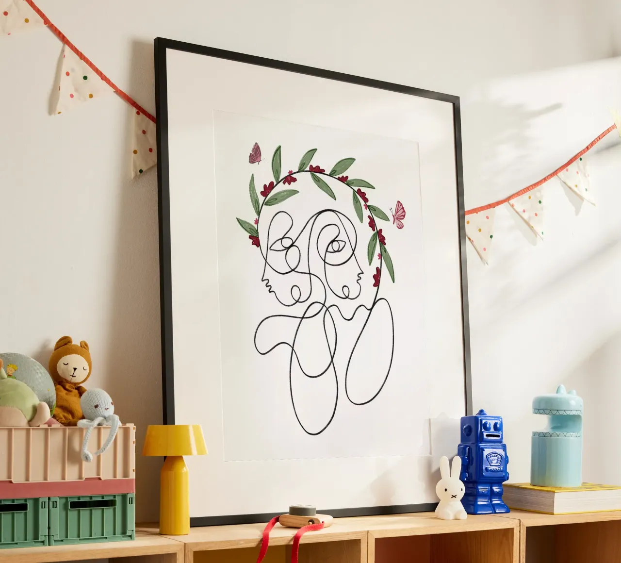 Blossoming Connection poster with aluminum frame by Shatha Al Dafai