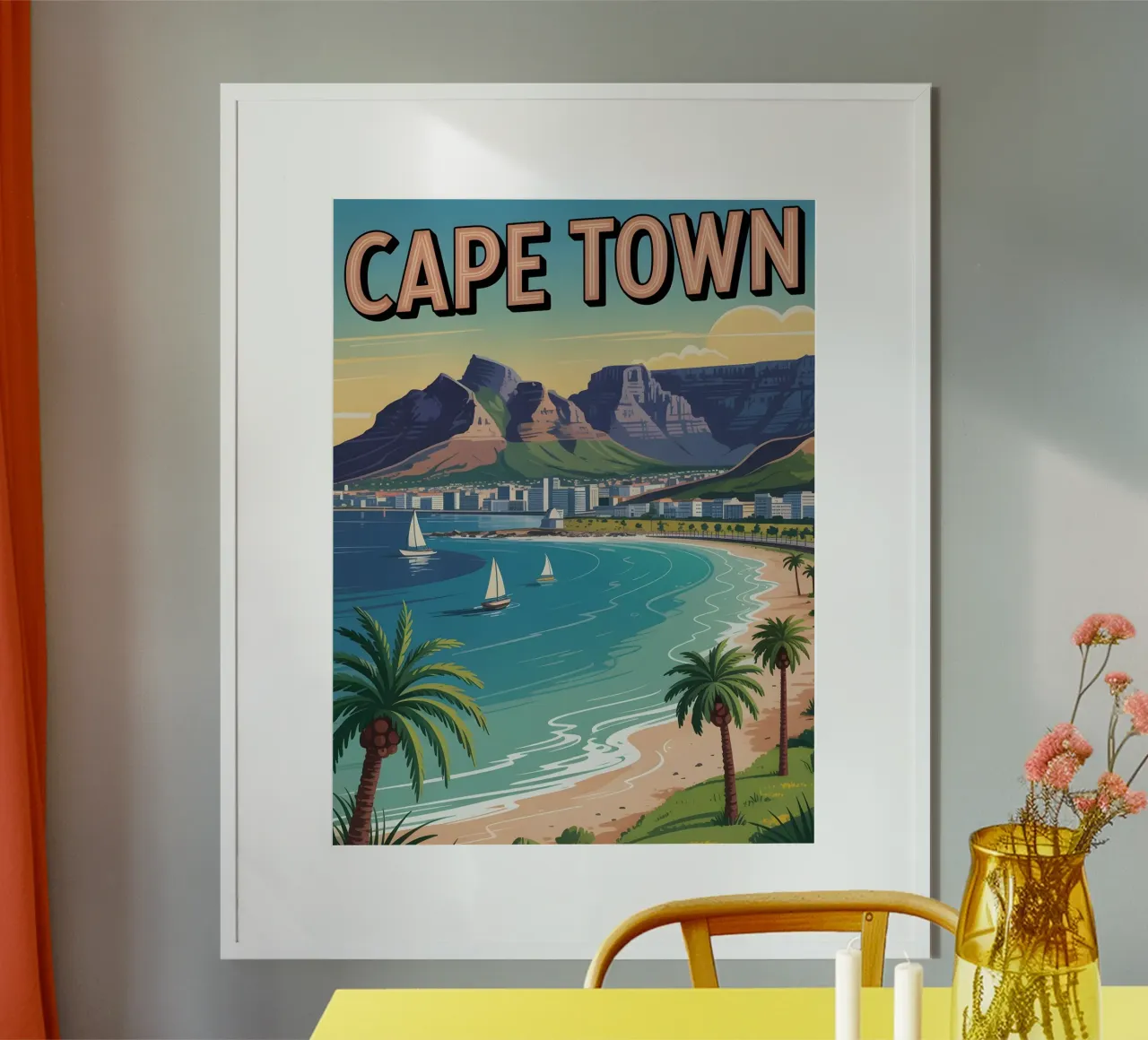 Kapstadt vintage Reiseposter poster con telaio in legno da Vintage Travel Art