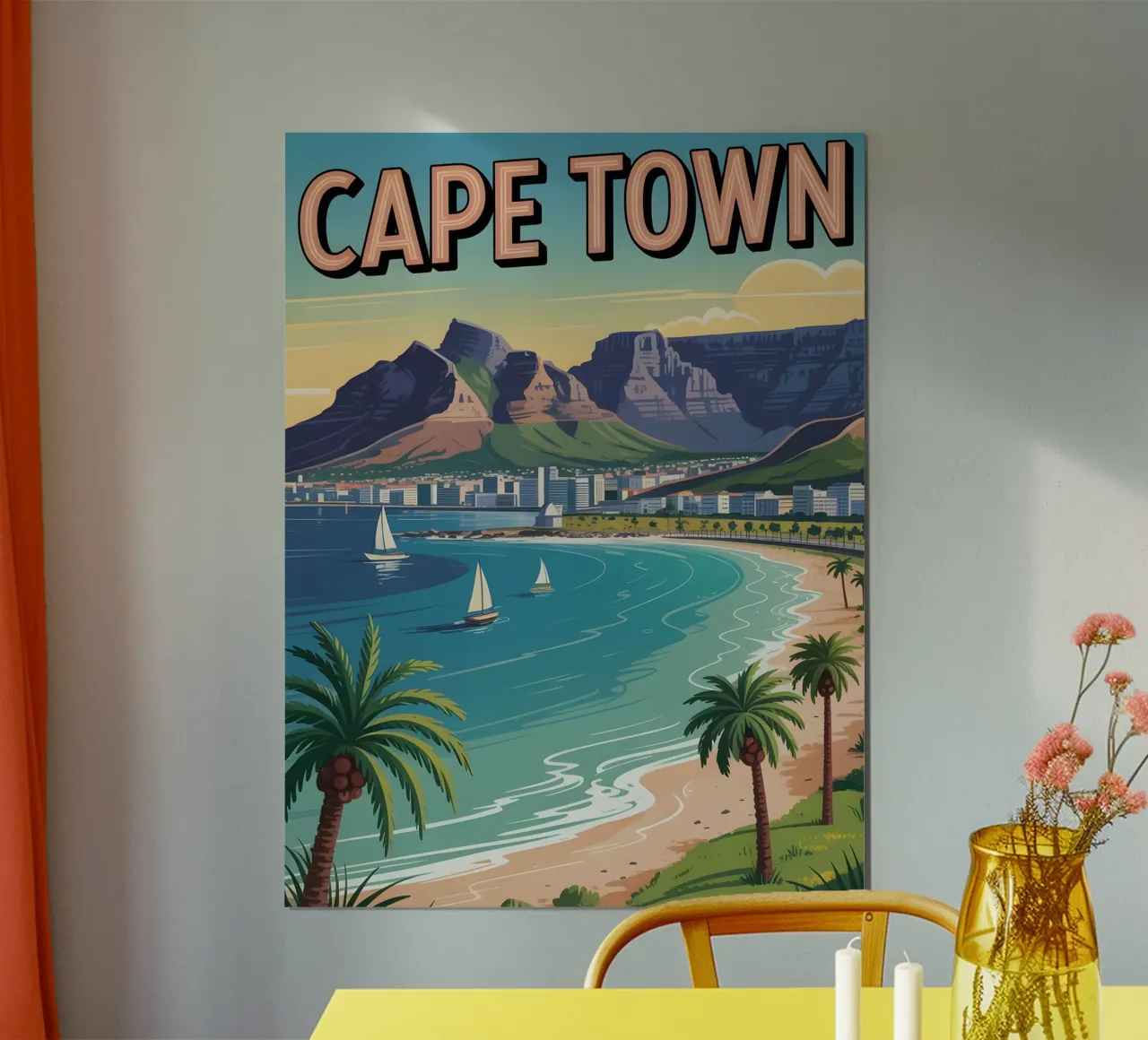 Kapstadt vintage Reiseposter poster con telaio in legno da Vintage Travel Art