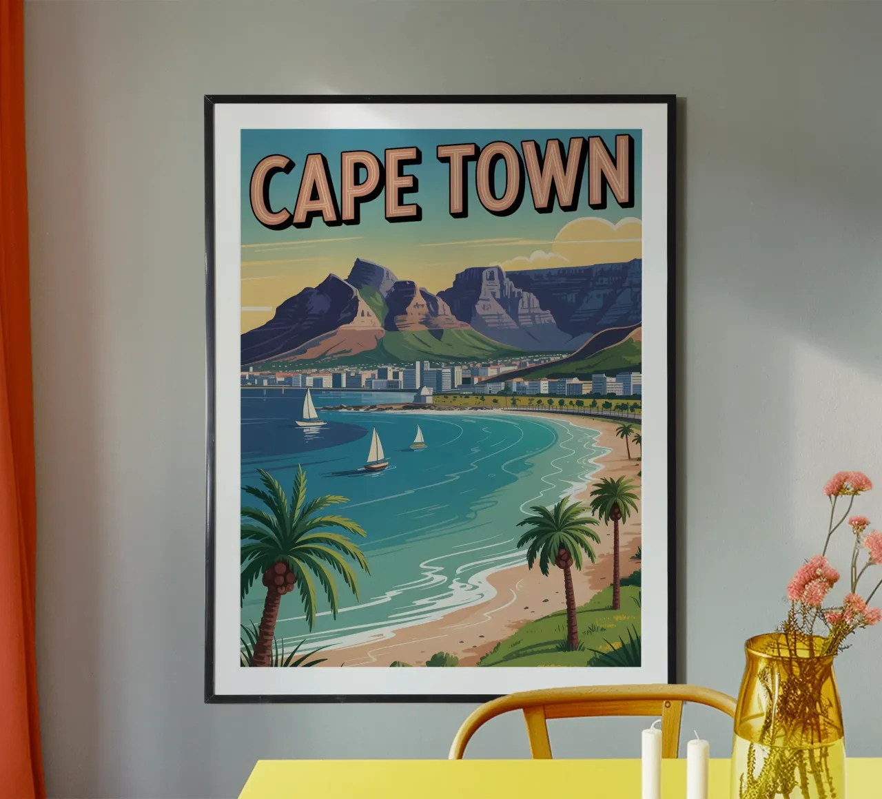 Kapstadt vintage Reiseposter poster con telaio in legno da Vintage Travel Art