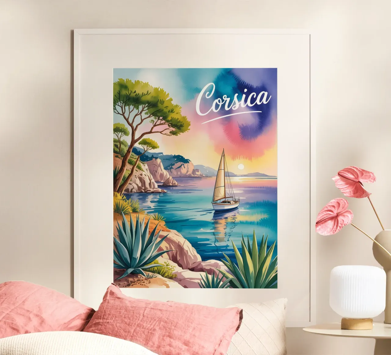 Korsika Aquarell Reiseposter poster da Vintage Travel Art