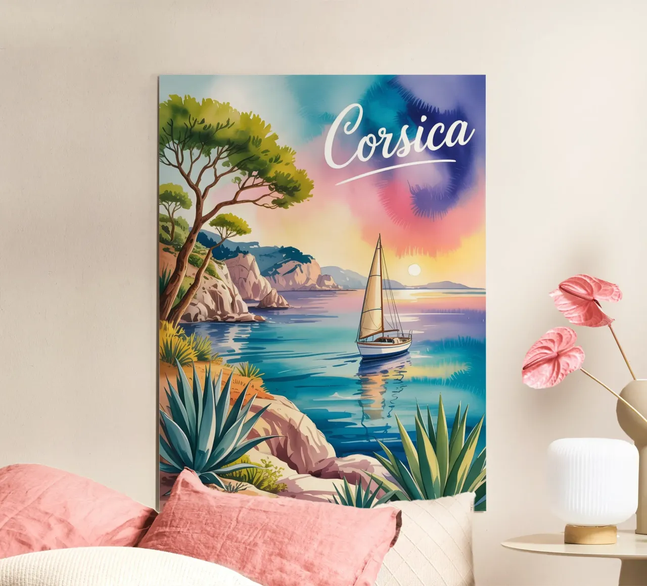 Korsika Aquarell Reiseposter poster da Vintage Travel Art