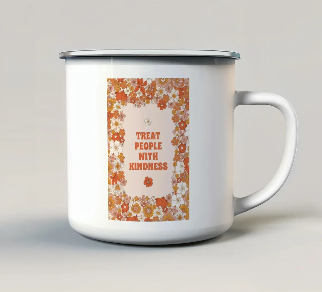treat people with kindness tazza in smalto da vintageshop