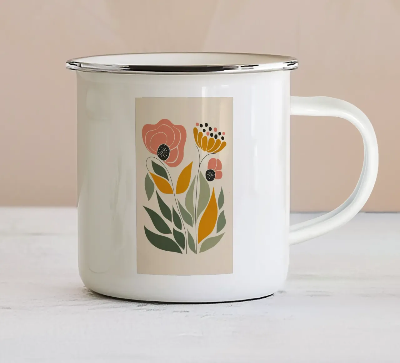 Rosa Arancione Floreale tazza in smalto da robertmotoiart