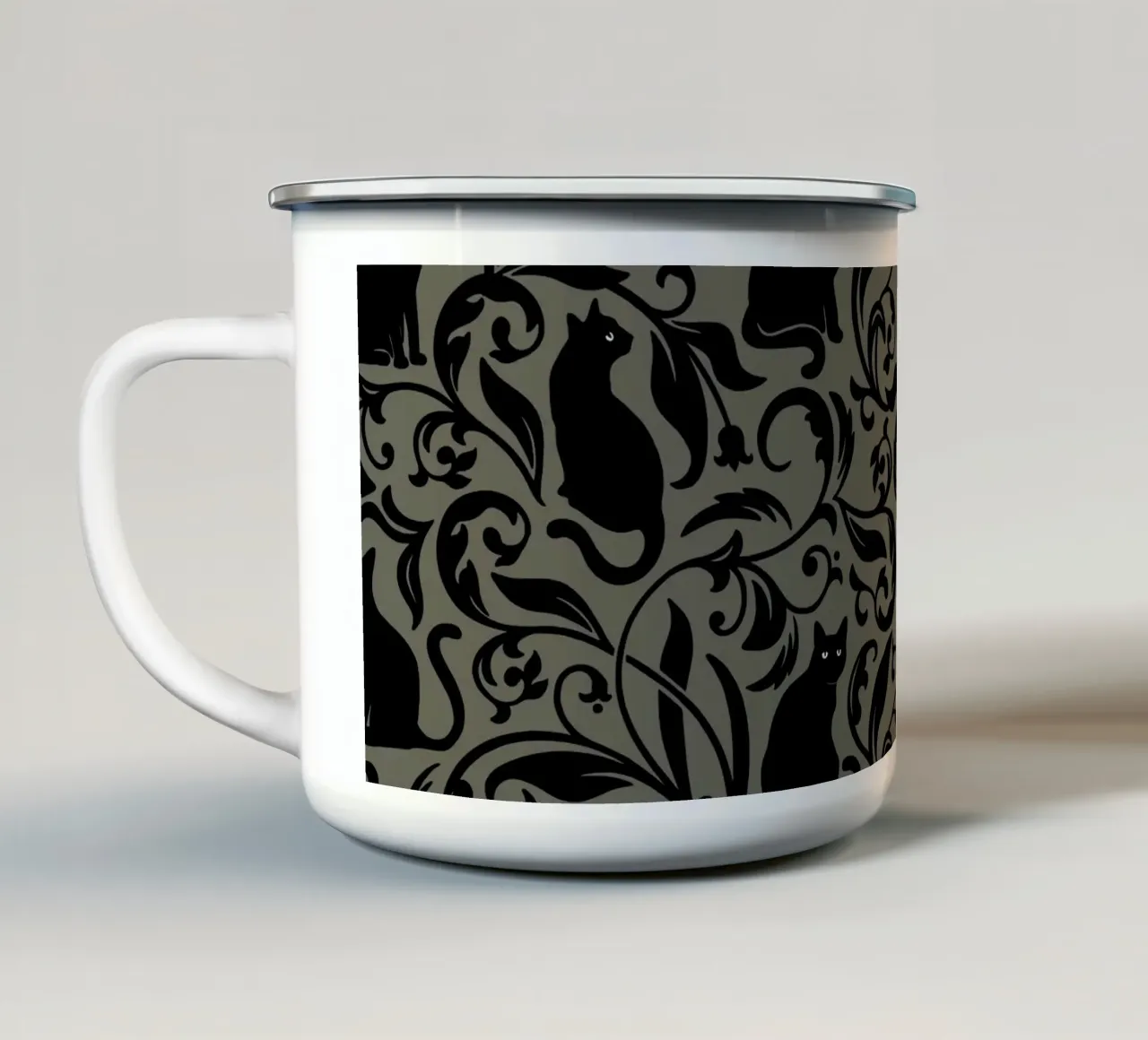 Black Cats III tazza in smalto da Vivi Nicolin